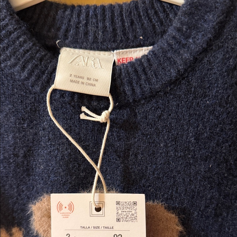 Zara Navy Teddy Bear Graphic Crewneck Sweater - Men's - Picture 2 of 2